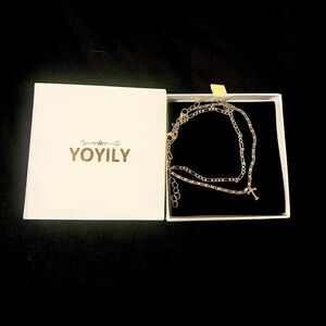 2 piece anklet or bracelet gold set with T initial gift set jewelry